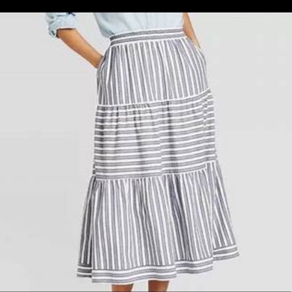 Blue and white striped skirt with pockets in like new condition.